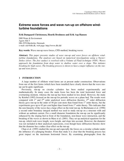 Extreme wave forces and wave run-up on offshore wind- turbine ...