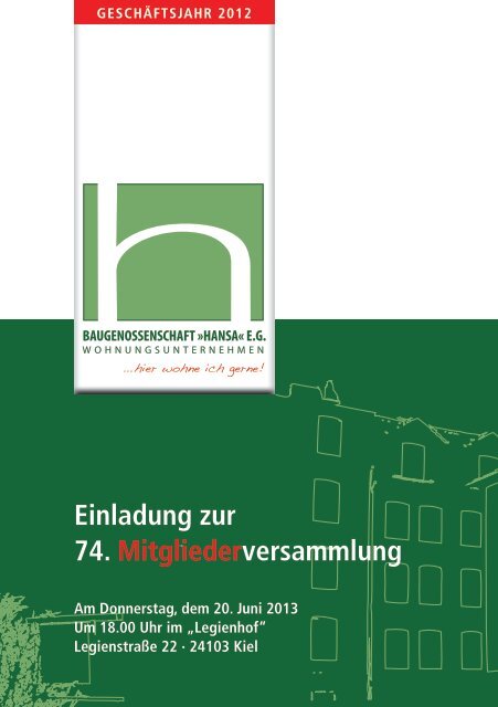 Einladung zur 74. Mitgliederversammlung - baugenossenschaft ...