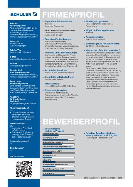 Ausgabe Stuttgart Sommersemester 2012 - campushunter.de