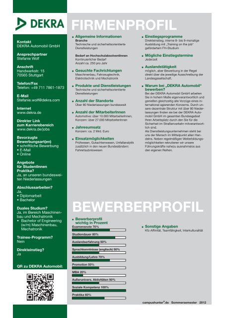 Ausgabe Stuttgart Sommersemester 2012 - campushunter.de