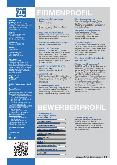 Ausgabe Stuttgart Sommersemester 2012 - campushunter.de