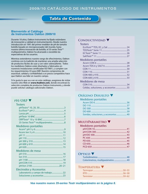 Medidores pontatiles - Oakton Instruments