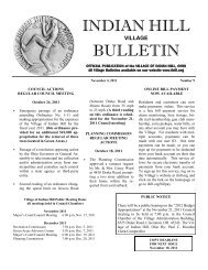 INDIAN HILL BULLETIN - The Village of Indian Hill