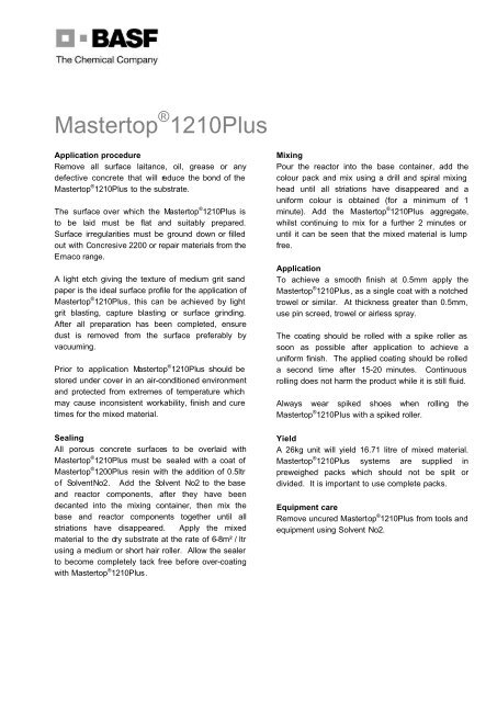 Mastertop 1210Plus Datasheet - AutoSpec
