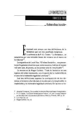 Lo fantÃ¡stico en Francisco Tario / Vladimiro Rivas Iturralde