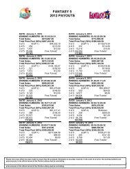 FANTASY 5 2012 PAYOUTS - The Florida Lottery