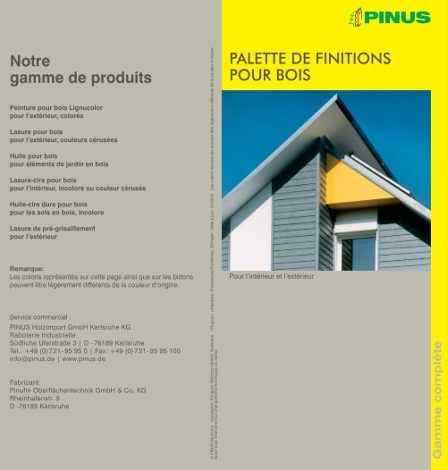 PALETTE DE FINITIONS POUR BOIS Notre gamme de ... - PINUS