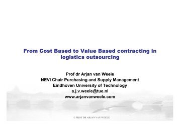 From Cost Based to Value Based contracting in logistics outsourcing