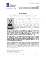 IBN Wins Singapore's Top Award for Corporate Health Promotion ...