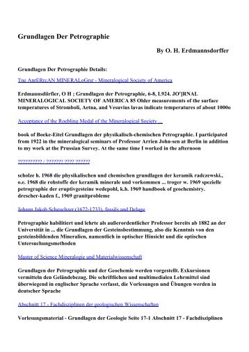 Download Grundlagen Der Petrographie pdf ebooks by O. H. ...