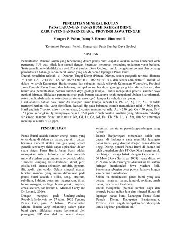 PENELITIAN MINERAL IKUTAN - Pusat Sumber Daya Geologi