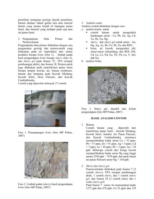 PENELITIAN MINERAL IKUTAN - Pusat Sumber Daya Geologi