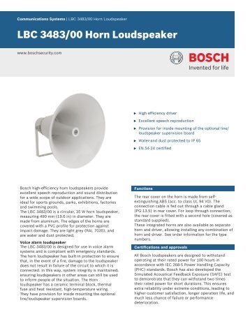 LBC 3483/00 Horn Loudspeaker - Bosch Security Systems