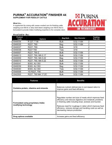 Accuration Finisher 44 - Purina Mills Cattle Nutrition