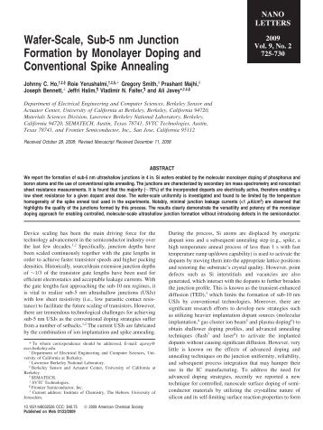 Wafer-Scale, Sub-5 nm Junction Formation by Monolayer Doping and