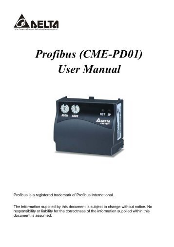 Profibus (CME-PD01) User Manual - Delta Electronics