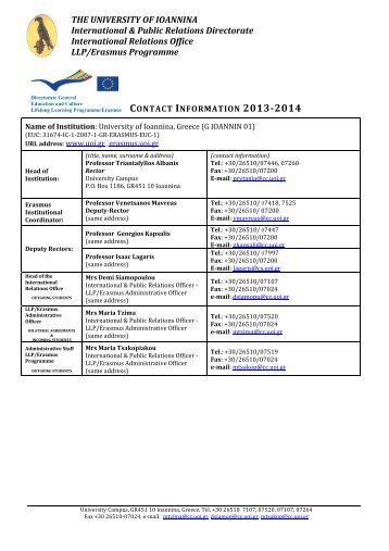 Contact info 2013-14 document - erasmus
