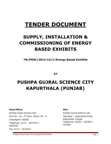 TENDER NOTICE - Pushpa Gujral Science City