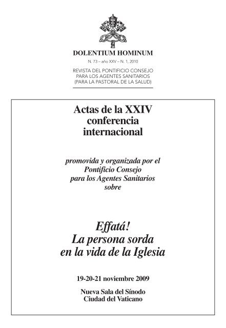 Effatá! La persona sorda en la vida de la Iglesia