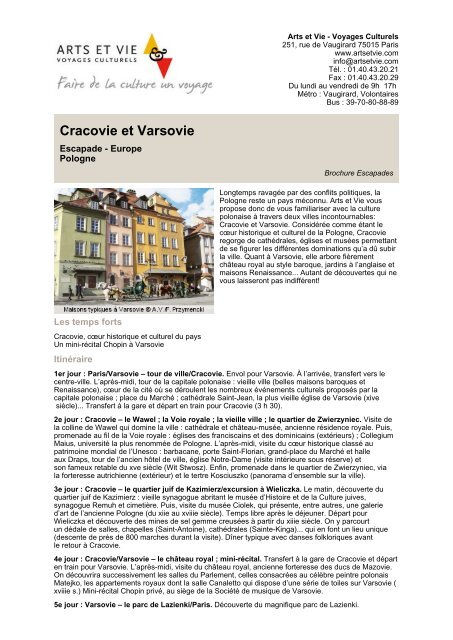 Cracovie et Varsovie - Arts et Vie