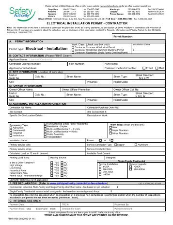 Homeowner Permit - Scope of Work - BC Safety Authority