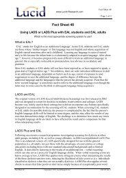 Using LADS or LADS Plus with EAL students and ... - Lucid Research
