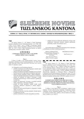 SluÅ¾bene novine Tuzlanskog kantona broj 11