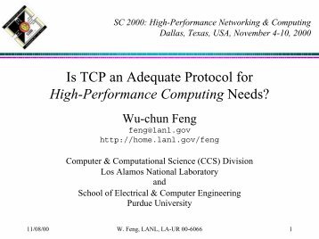 Is TCP an adequate protocol for high-performance - Los Alamos ...