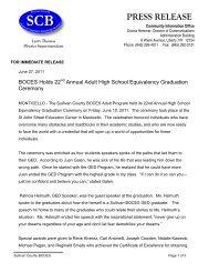 PRESS RELEASE - Sullivan County BOCES