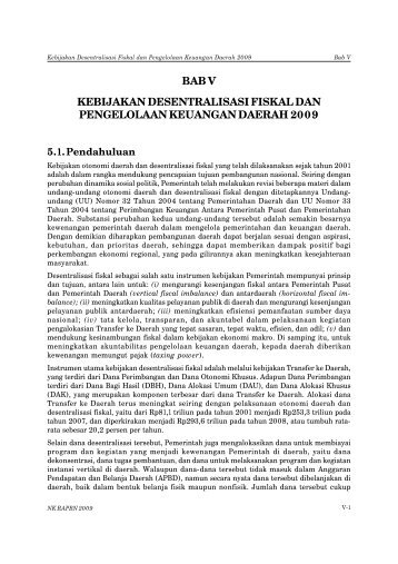 bab v kebijakan desentralisasi fiskal dan pengelolaan keuangan