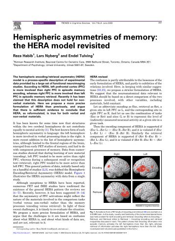 Hemispheric asymmetries of memory - Alice Kim - Psychology ...