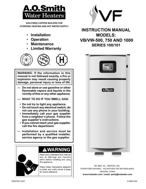 212800-000 - AO Smith Water Heaters