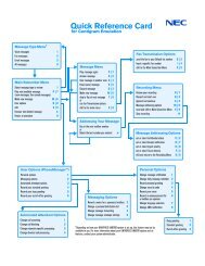 UNIVERGE UM8700 Quick Reference Card for Centigram Emulation