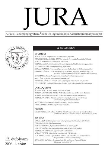 2006. Ã©vi 1. szÃ¡m - Jura - PÃ©csi TudomÃ¡nyegyetem