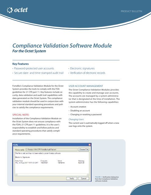 Compliance Validation Software Module For the Octet ... - ForteBio