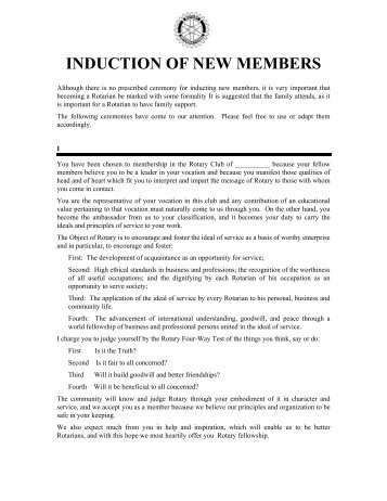 INDUCTION OF NEW MEMBERS - ClubRunner