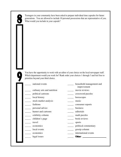 Interest Inventory - PedagoNet