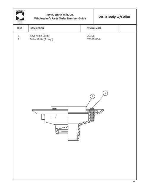 Parts Order Guide For Floor Drains Jay R Smith Mfg Co