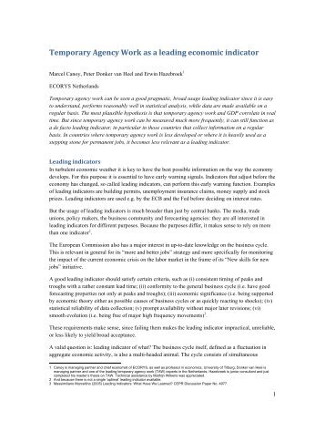 Temporary Agency Work as a leading economic indicator - Ciett