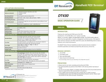 Handheld POS Terminal BASIC OPERATION GUIDE ... - DT Research