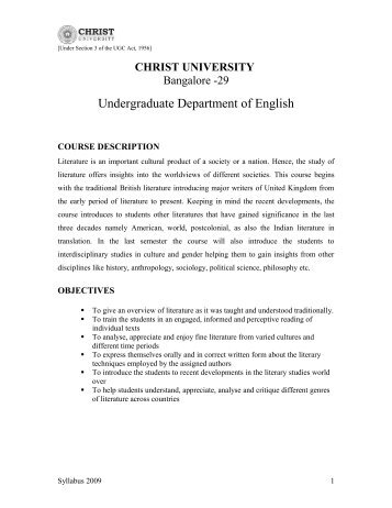 Download English Literature Syllabus here - Christ University