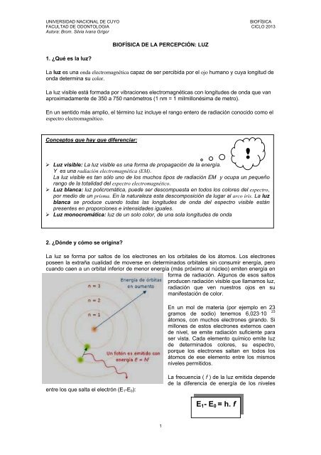 Biofa Sica De La Percepcia N Facultad De Odontologaa Universidad