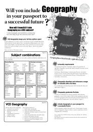 Subject combinations VCE Geography - afssse