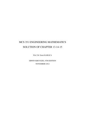 MCS 351 ENGINEERING MATHEMATICS SOLUTION OF ...