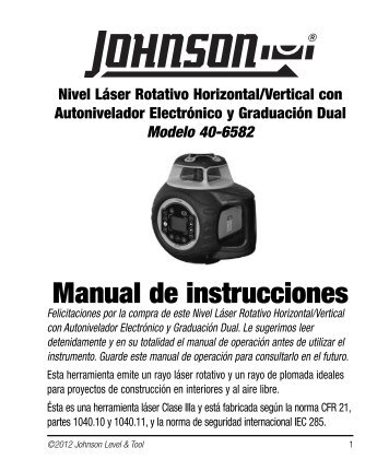 Manual de instrucciones - Johnson Level