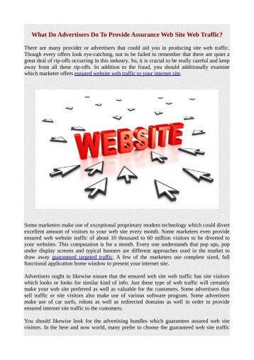 What Do Advertisers Do To Provide Assurance Web Site Web Traffic?