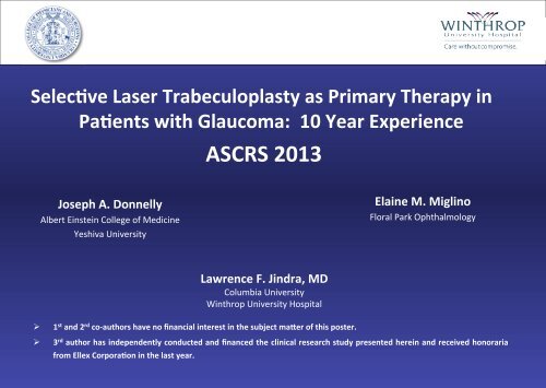 Selective Laser Trabeculoplasty as Primary Therapy in Patients with ...