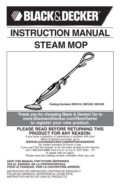 steam mop instruction manual - Black & Decker ServiceNet