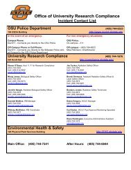 Incident Contact List - University Research Compliance