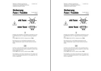 Sicherung Fuse / Fusible old fuse new fuse ... - Gossen-Metrawatt